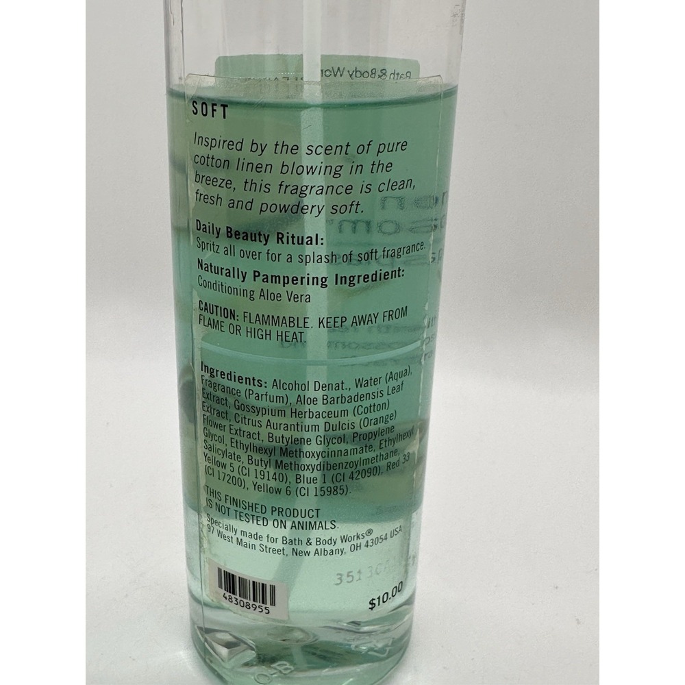 Bath & Body Works Cotton Blossom Body Splash Pleasures 8 fl oz - Picture 3 of 3